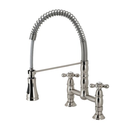 Gourmetier Heritage 2-Handle Deck-Mount Pull-Down Sprayer Kitchen Faucet, Nickel GS1278AX
